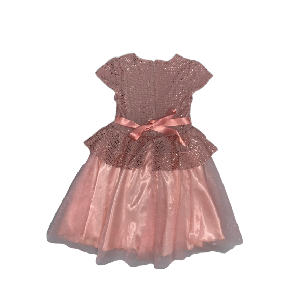 שמלת פייטים עם חצאית טול קומות אפרסק – אחורי